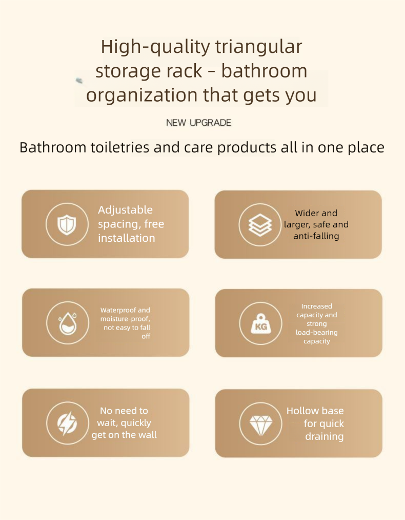 No-Drill Badezimmer Küche Wand-montiert Hängende Lagerung Rack Kosmetik Organizer Ecke Regal_voghion.com