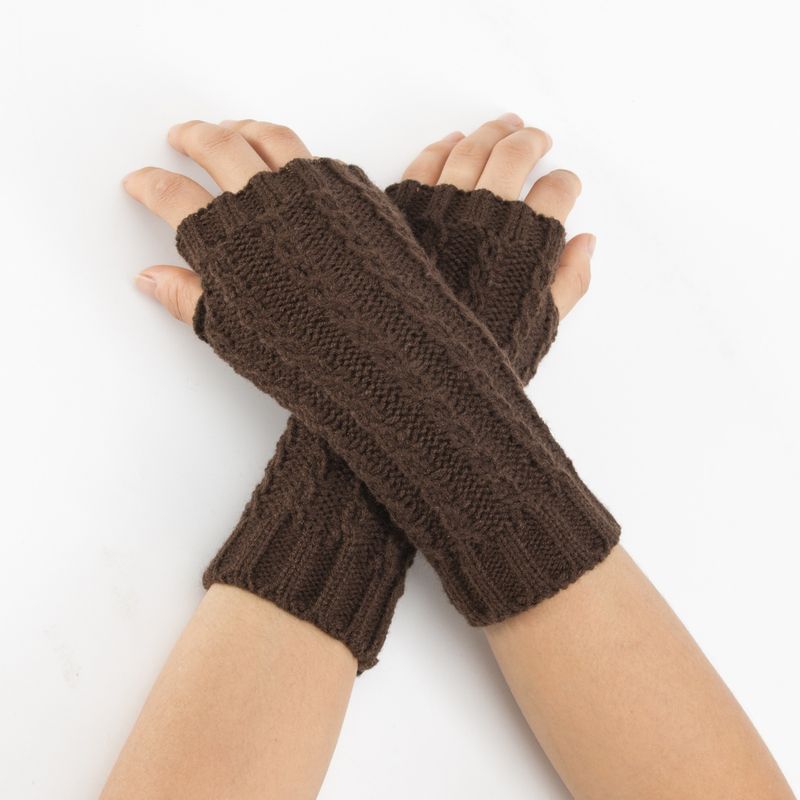 Fried Dough Twists Wrist Gloves Autumn Winter New Knitted Wool Warm Men And Women's Short Skiing Open Finger Sleeve_voghion.com