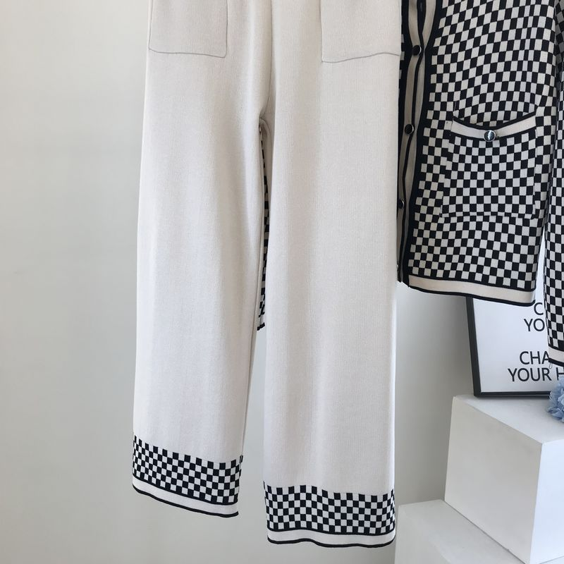 Dameskleding Tweedelige set voor kleine mensen in de herfst met een hoogstaand pak Kleine geurige stijl Wijde broek_voghion.com