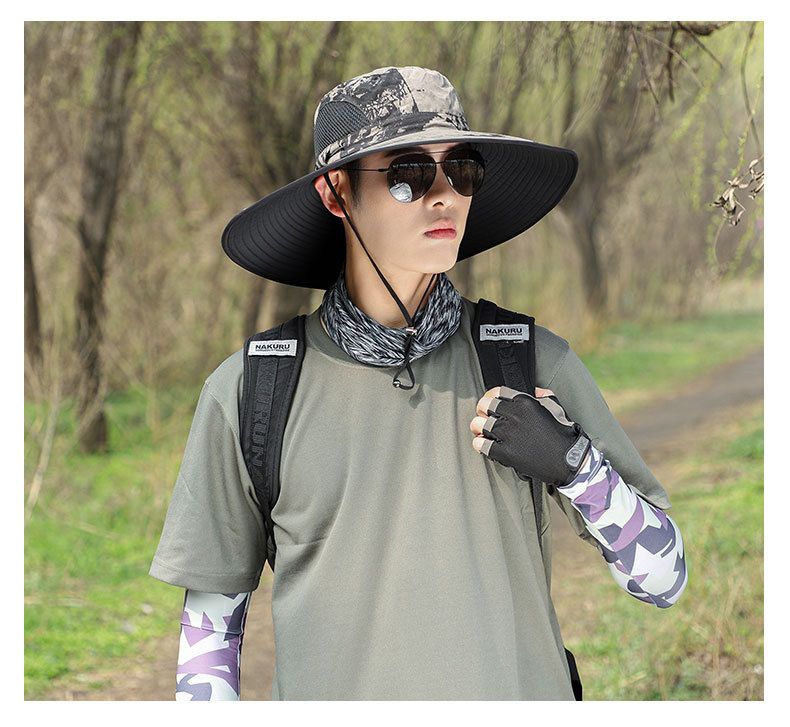 Chapéu de sol de aba larga masculino - aba de 12 cm para máxima proteção UV Chapéu de pesca respirável para uso ao ar livre para primavera e verão_voghion.com
