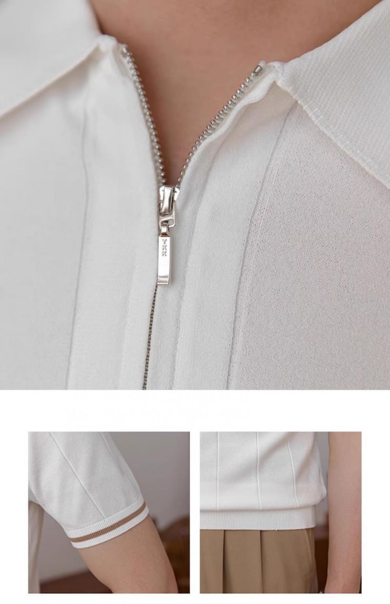 Herren-Premium-Sommer-Poloshirt, Slim Fit, halblanger Reißverschluss, Strickoberteil, kurzärmlig, atmungsaktiv, Freizeithemd für Teenager und junge Erwachsene_voghion.com