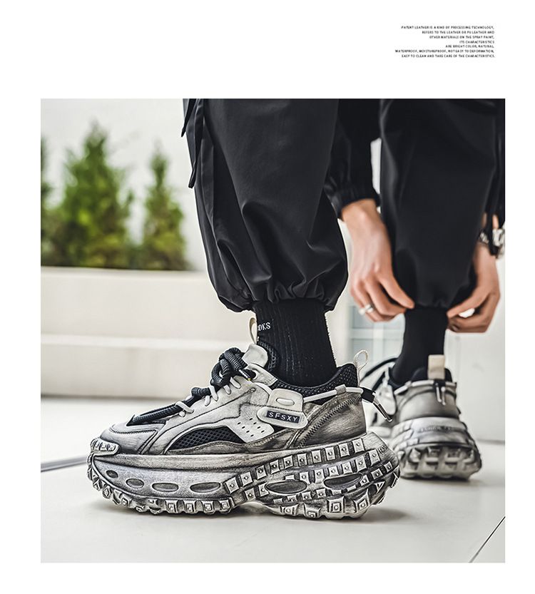Men’s Shoes mesh breathable sports casual shoes non slip height increasing student personality dad shoes trendy shoes_voghion.com