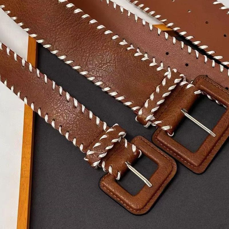 Herbst Winter Leder Gestrickte Mode Einfache Gürtel Nische Temperament Design Kette Licht High-end-Feeling Taille_voghion.com