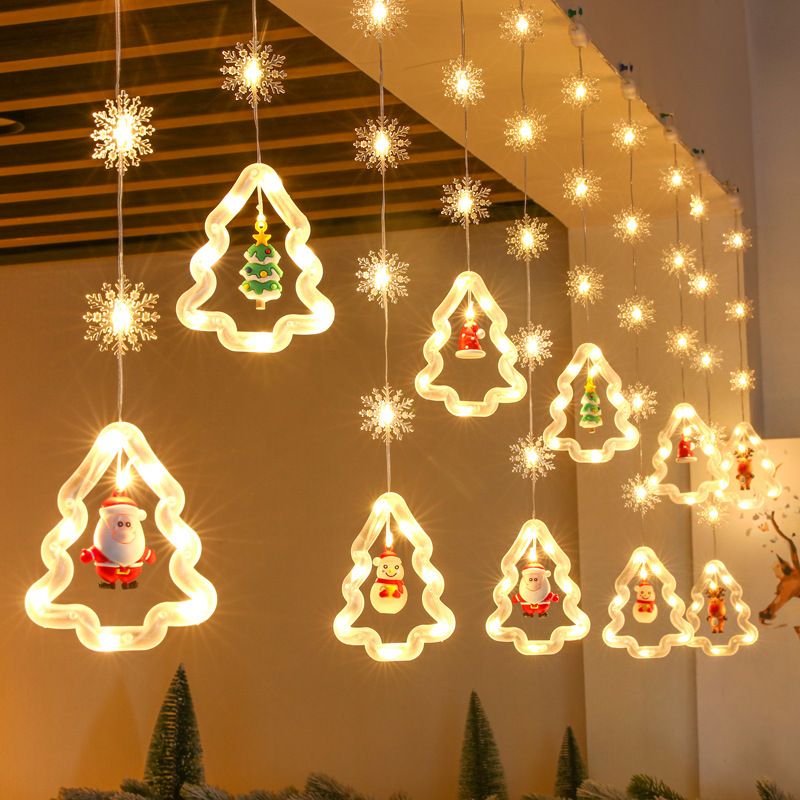 Christmas Decoration Five-Pointed Curtain LED Star String Leather Line Ice Strip Room Atmosphere Lights_voghion.com