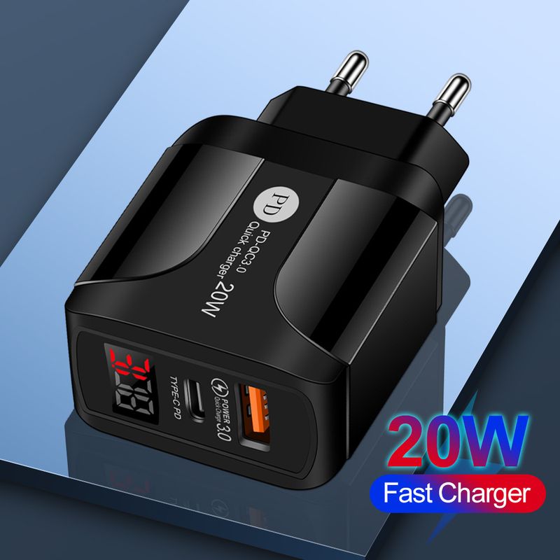 Music Festival Suitable for iPhone 13 QC3.0 fast PD mobile phone charger 20W digital display head travel charging_voghion.com