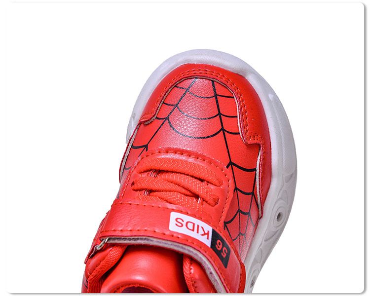 Frühling Herbst Neue Kinder Leder Spinnennetz LED Licht up für Kleine und Mittlere Jungen Casual Sport Schuhe_voghion.com
