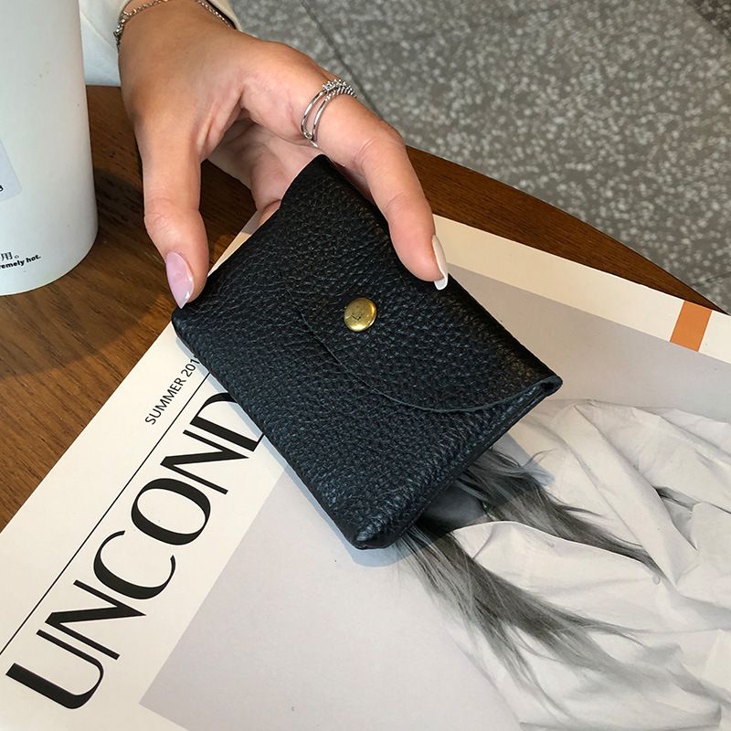Nuovo stile di borsa per donna, morbida pelle di vacchetta, porta carte compatto, semplice porta monete con fibbia, piccola custodia portaoggetti_voghion.com
