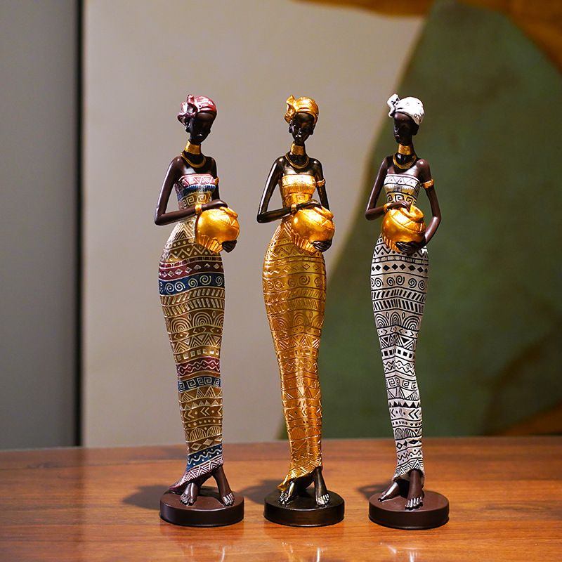 Black Art Figure Ornament Creative Home Living Room Decoration Entrance Wine TV Cabinet Resin Craft_voghion.com