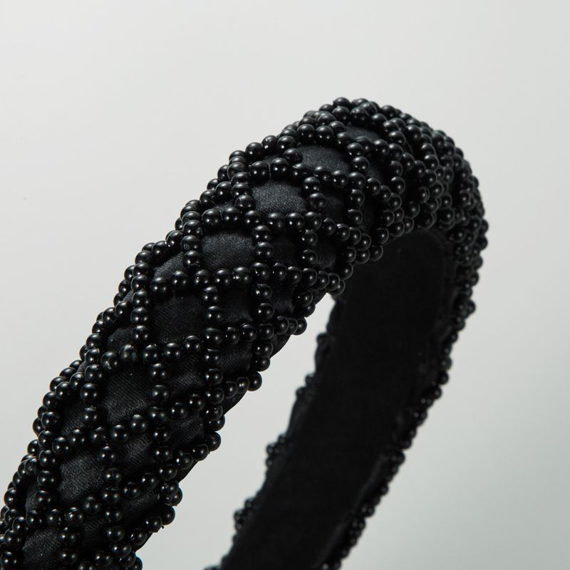 Bandă de păr la modă din burete cu perle mici, lucrată manual, din perle mici, versatilă pentru compresie a părului în aer liber_voghion.com