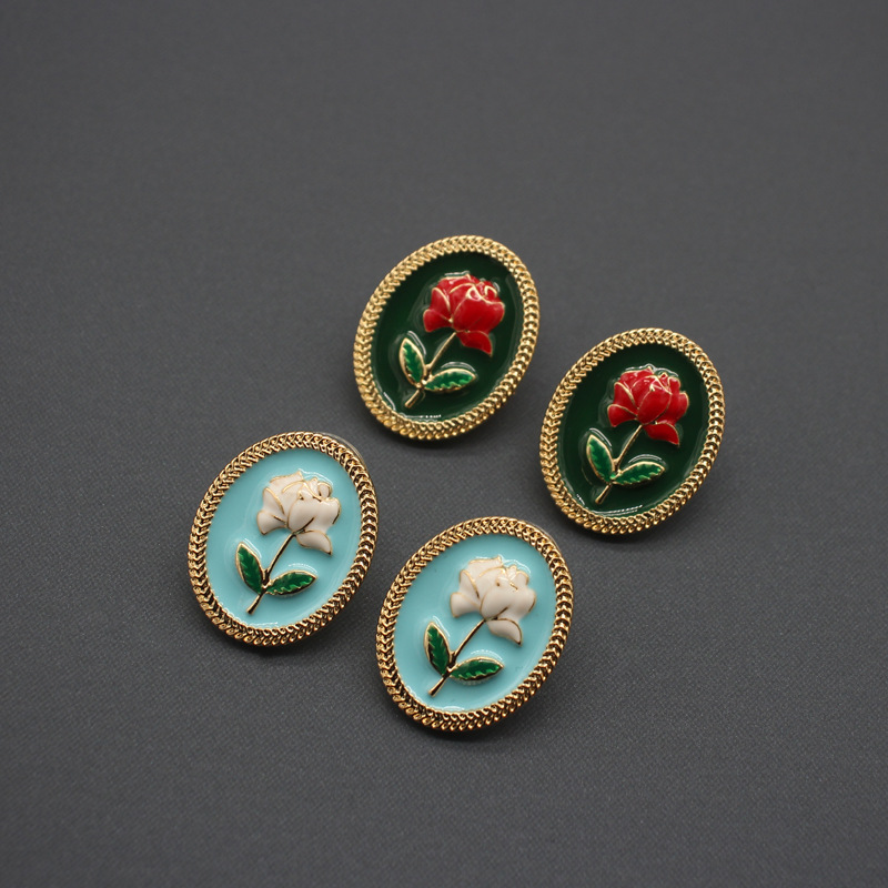 Orecchini da donna smalto primavera nuovo prodotto rosa goccia smalto retrò eleganti orecchini in argento ago pendolari orecchini fiori di caramella_voghion.com