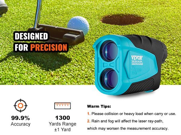 VEVOR Golf Rangefinder, 1300 Yards Laser Golfing Hunting Range Finder, 6X Magnification Distance Measuring, Golfing Accessory With External Magnet Mount, High-Precision Flag Lock, Slope, And Batteries_voghion.com