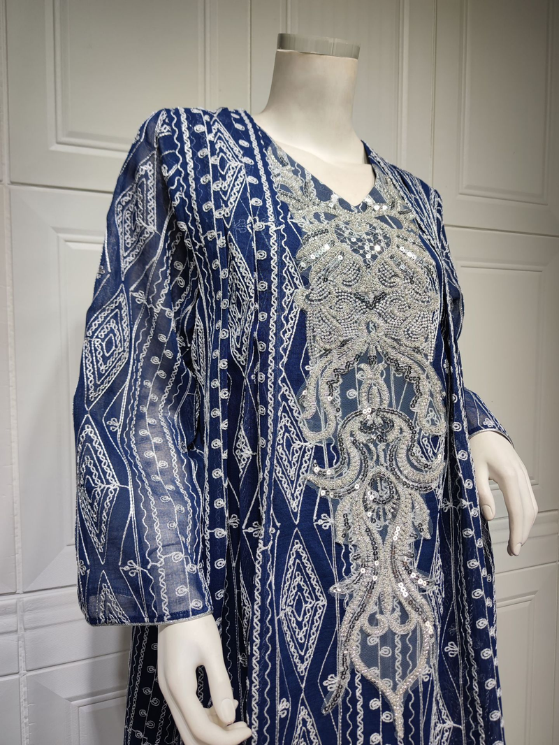 Women's Muslim Evening gown Muslim large size sequin embroidered robe_voghion.com