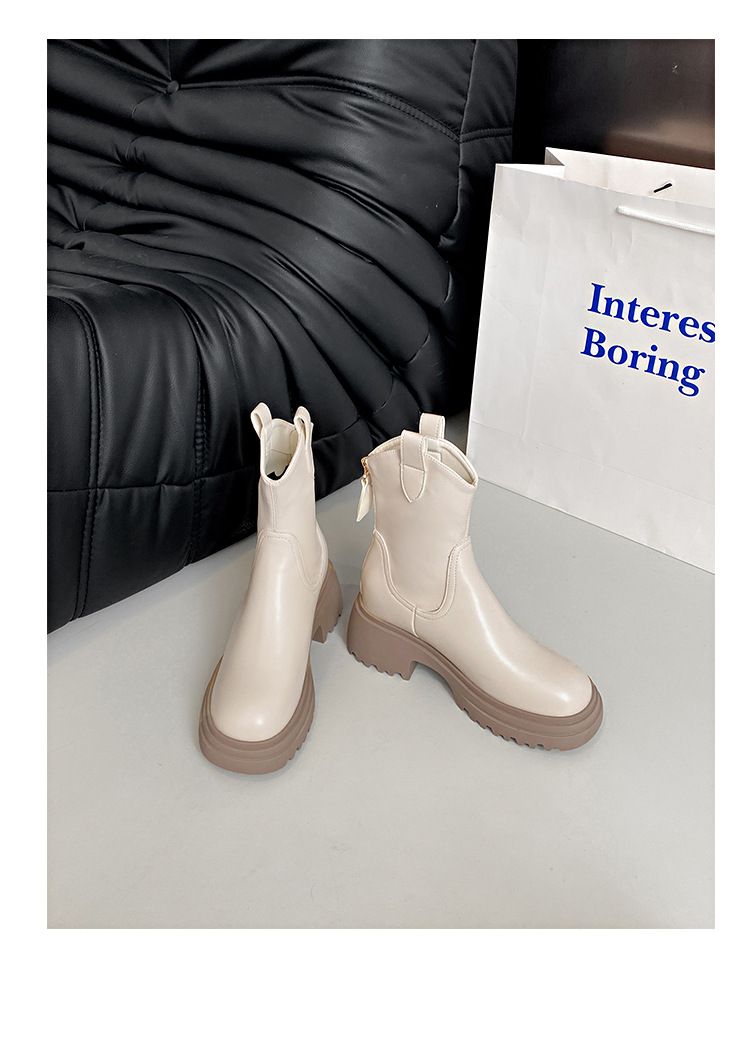 Martin čizme za žene 2024. novi stil s V izrezom i uskim debelim dnom, kratke čizme male veličine, moderne proljetne i jesenske čizme za jednu osobu_voghion.com