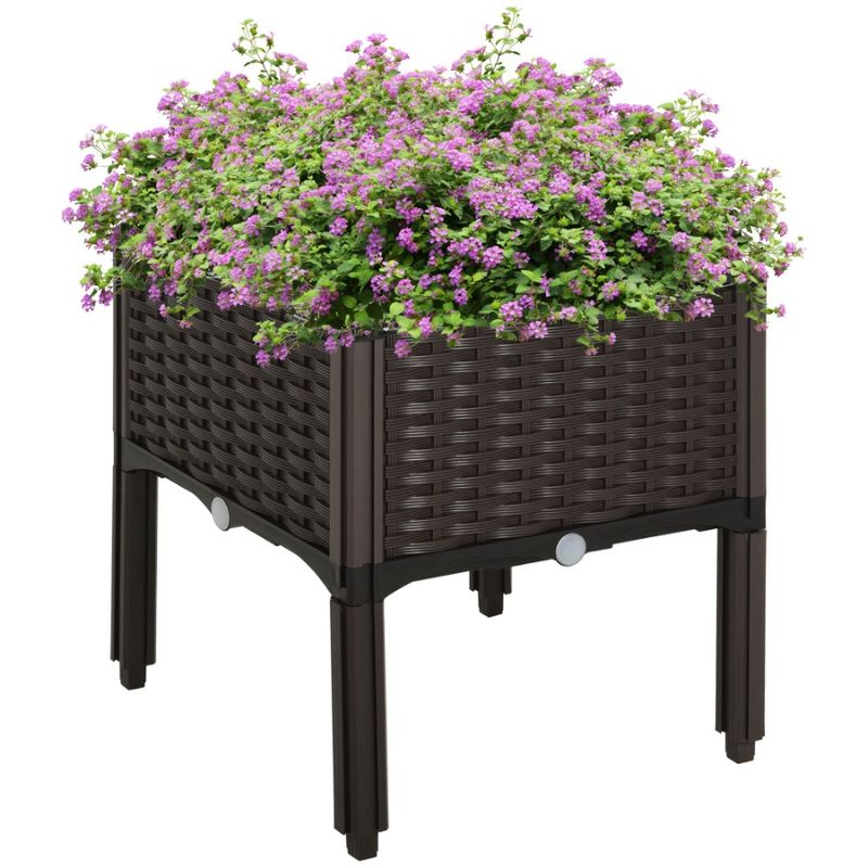 Piece To Raised Grow Box Planter SelfWatering Garden With Flowers Legs Vegetables Raised 1 Bed Herbs Bed Brown_voghion.com