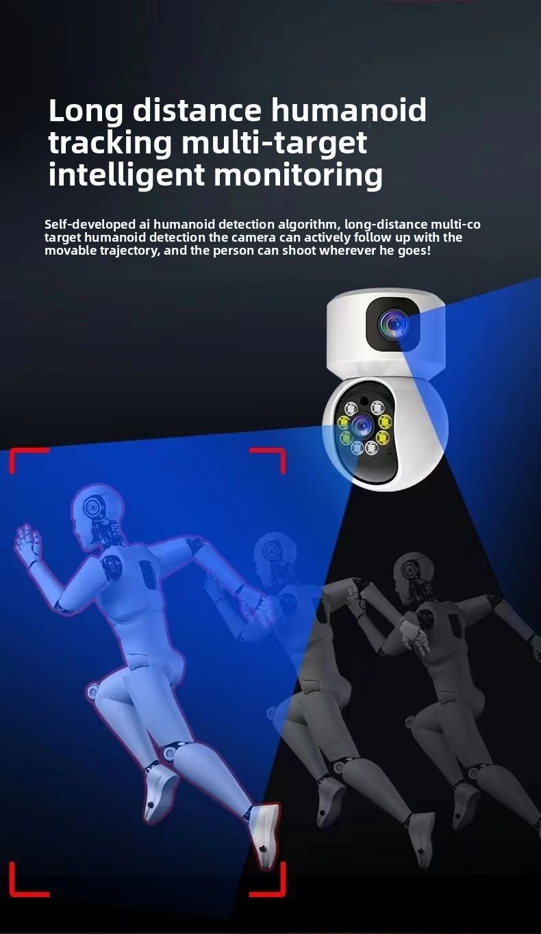 Telecamera binoculare a colori con rotazione a 360°, doppio schermo intelligente Wi-Fi senza fili_voghion.com