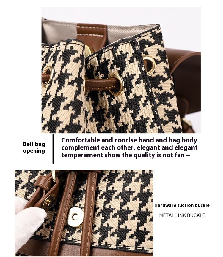 2024 New Fashion Women's Bag, Leisure and Retro Texture, Versatile Backpack, Trendy Thousand Bird Grid Large Capacity Book Bag_voghion.com