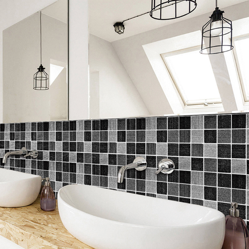MSC077-0923D Mosaik Krystal Flise Klistermærke Glas Tile DIY Vandtæt selvklæbende vægklistermærke_voghion.com