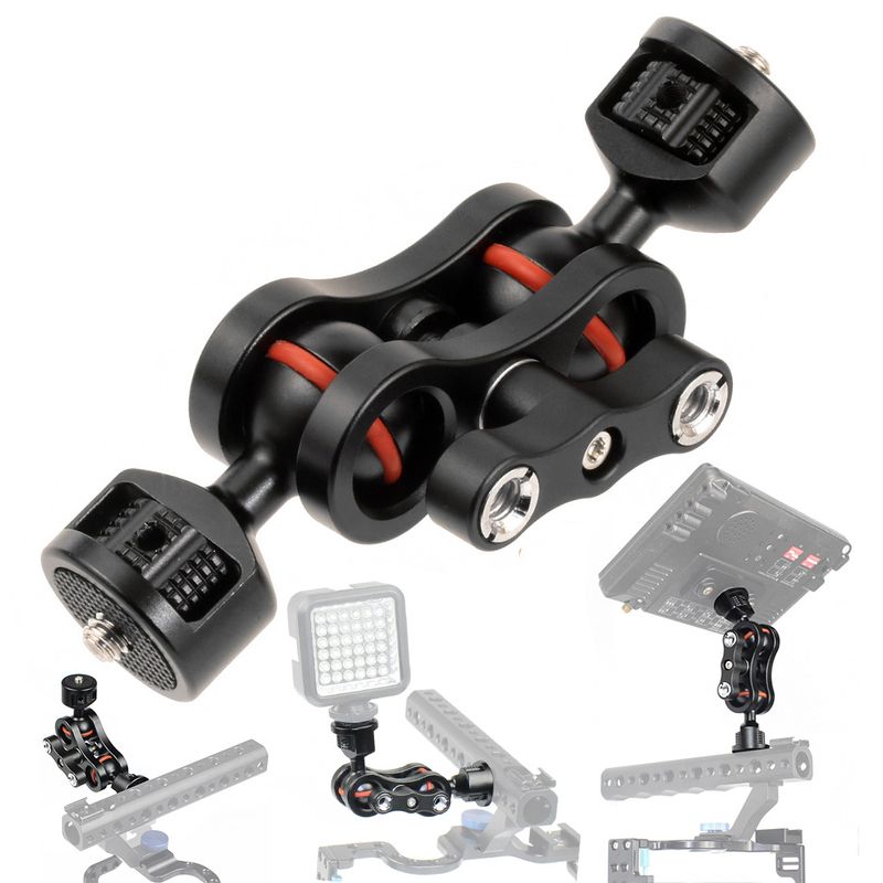 Soporte universal con brazo mágico de doble cabezal, tornillo de 1/4, ajustable 360° para monitor, LED, micrófono, flash, cámara DSLR._voghion.com