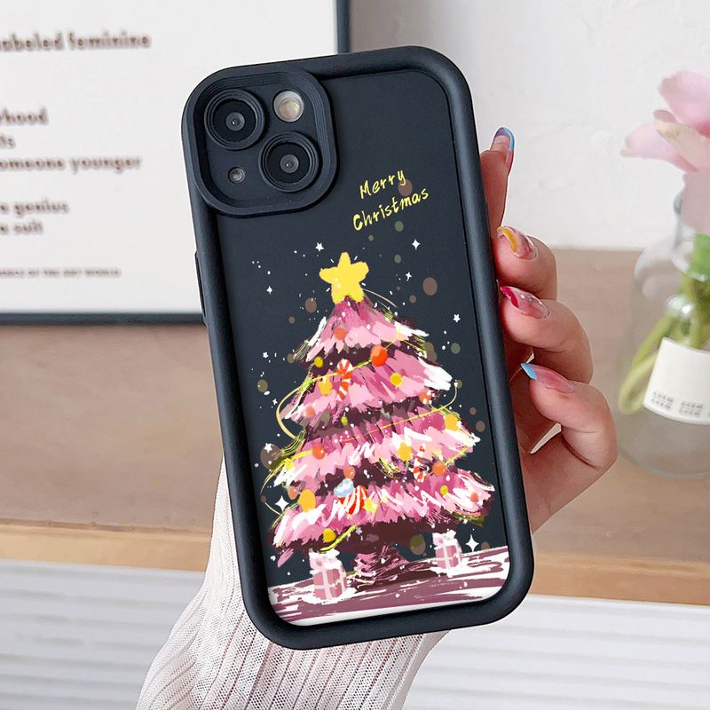 Carcasă de telefon roz cu model brad de Crăciun, moale, TPU, rezistentă la șocuri, pentru Xiaomi 14T 13T 11T 12T 12 13 Pro Lite Poco X6 F6 M6 X5 F5 Pro_voghion.com