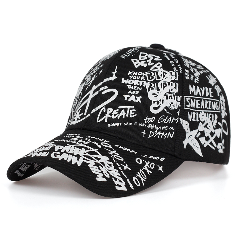 Șapcă de baseball cu imprimeu graffiti, pălării reglabile din bumbac, hip hop, street, pălărie de primăvară-vară, în aer liber, pentru cupluri_voghion.com