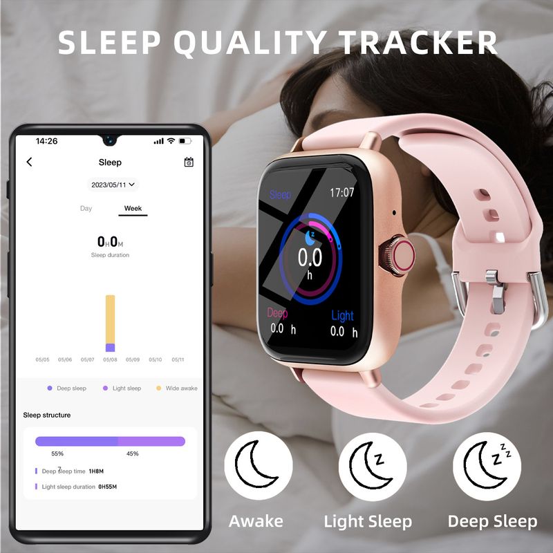 Smart Watch With Heart Rate & Blood Pressure Monitoring, Step Counter, Bluetooth Connectivity, Multi-Sport Fitness Tracker_voghion.com