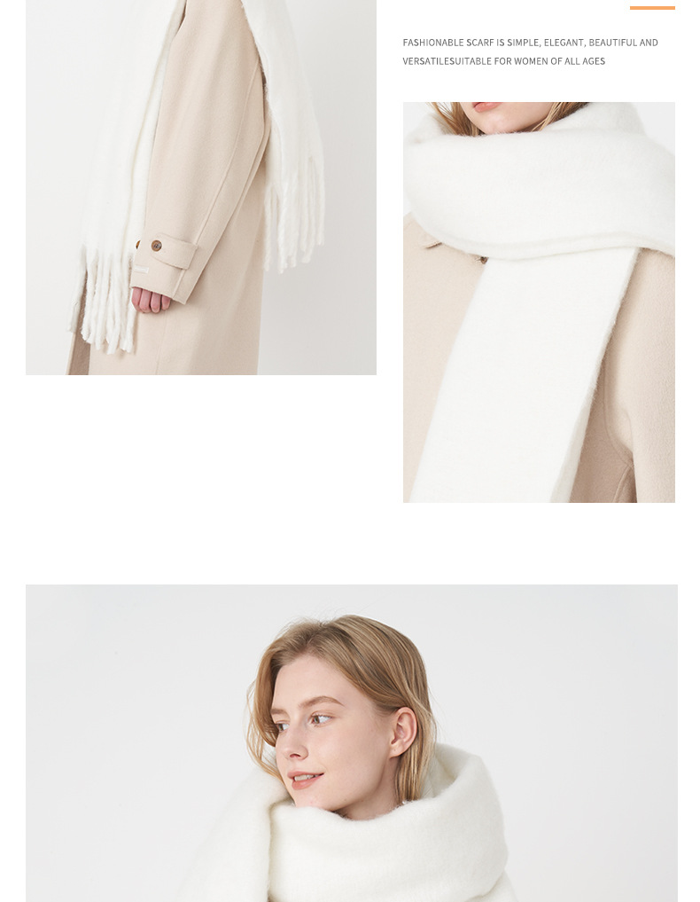 Z Home Corea Versatile Morbida Cerata Tinta Unita Sciarpa Imitazione Cashmere con Nappe Scialle da Donna Inverno Caldo e Spessa_voghion.com