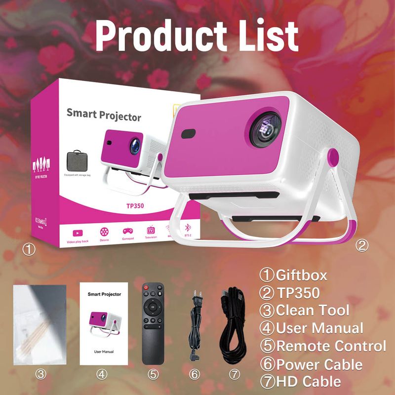 New HD 4K Wireless 1080p Portable Projector For Home Bedroom Wall Projection High Lumens_voghion.com