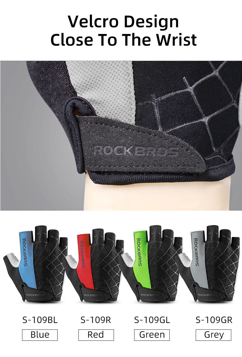 Gants de cyclisme ROCKBROS, mi-doigts, antichoc, respirants, VTT, vélo de montagne, gants de sport, hommes et femmes, gants courts_voghion.com