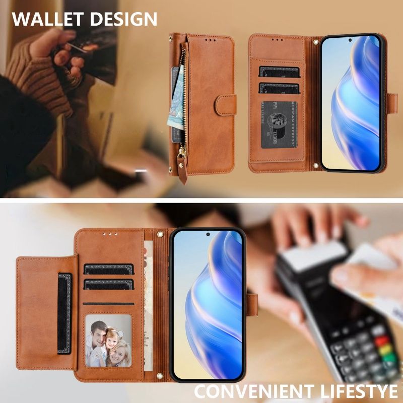 Wireless Charging Leather Zip Wallet Card Phone Case For Sony Xperia VI 2024 10V 5V 1V 5 10 1 IV Lanyard Purse Flip_voghion.com
