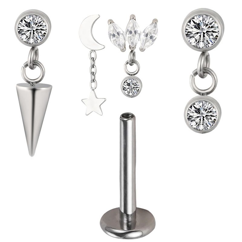 Catena pendente in titanio G23, orecchini garofano Fianit, labbra superiori, pelle sintetica, gioielli per piercing_voghion.com