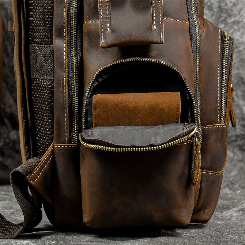 Mochila de viaje Newsbirds de estilo retro para hombre, estilo bandolera de cuero._voghion.com