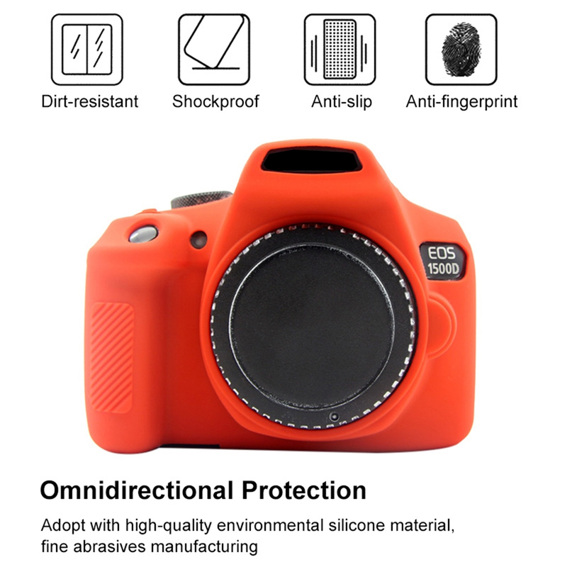 Soft Silicone Armor Skin Case DSLR Camera Bag Body Cover Protector Black Red For Canon EOS 1300D(Rebel T6)/1500D Digital Camera_voghion.com