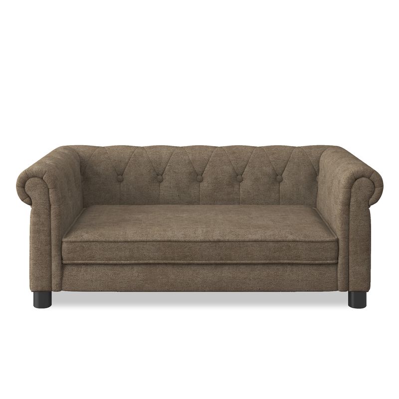 Elegant Rectangular Pet Bed For Small And Medium-sized Dogs, Durable Elevated Dog Sofa Bed, Comfortable Dog Sofa, Modern And Fashionable Linen Fabric Dog Sofa-Brown_voghion.com