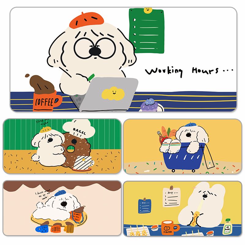 Unbeatable Quality Illustration Puppy Mouse Pad Super Cute Cartoon Girl Laptop Keyboard Office Desk Mat_voghion.com