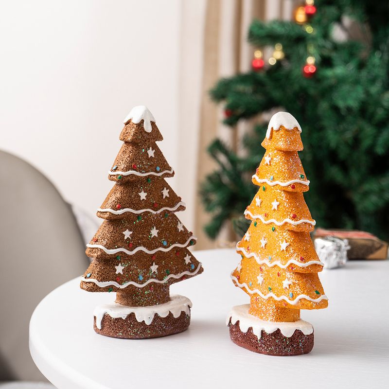 Gingerbread Christmas Tree Model Scene Decoration, Home Desktop Resin Craft Ornament For Holiday Display_voghion.com