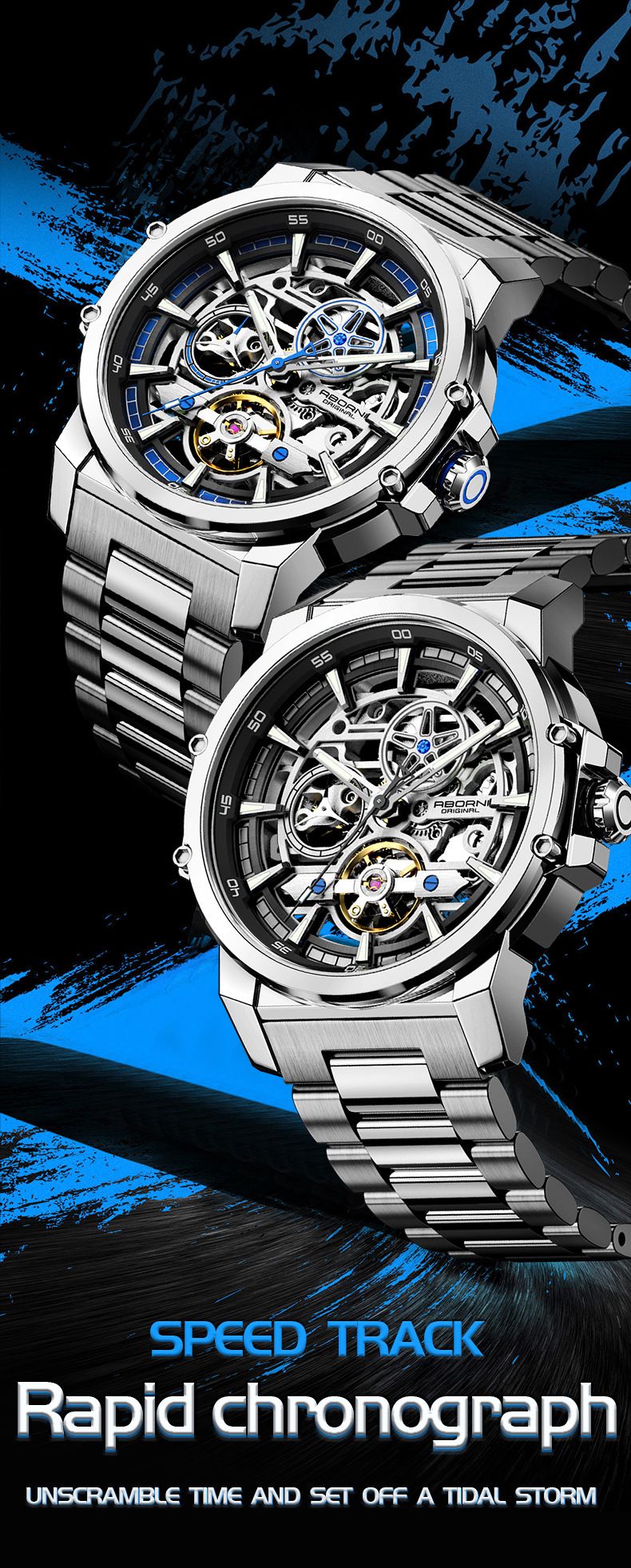 Men's Stainless Steel Skeleton Automatic Mechanical Watch With Luminous Hands And Butterfly Clasp Stainless Steel Watch Men's_voghion.com