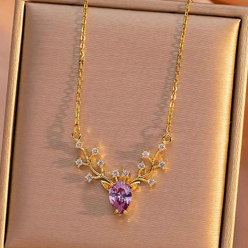 Titanium steel does not fade necklace Europe and the United States shell butterfly fishtail moon light luxury clavicle chain all senior sense necklace_voghion.com