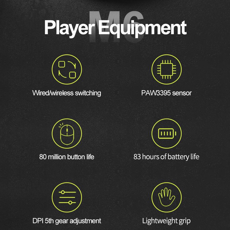 Digitex Digitex M6 Wireless Three-Mode Lightweight Mouse Ergonomic PAW3395 Office Gaming Mechanical Feel Competitive_voghion.com