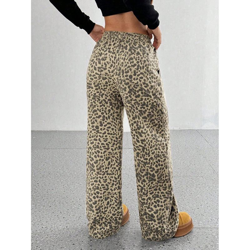 2024 American Style Youth Fashion Casual Elastic Waistband Camouflage Print Slimming Wide-Leg Floor-Length Pants_voghion.com