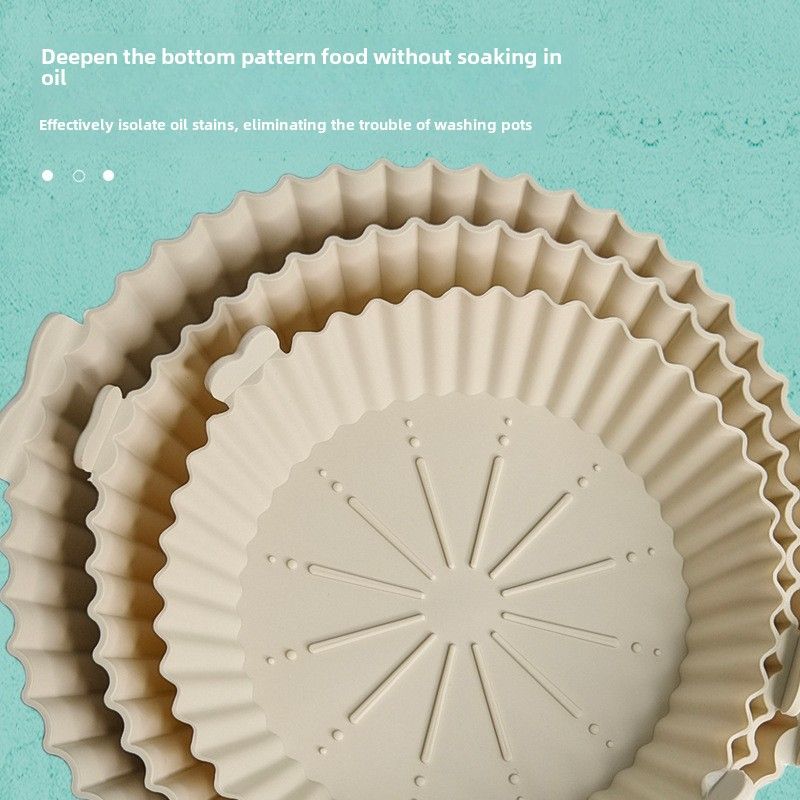 Round air fryer silicone baking pan Household hair cake mold High temperature resistance Thickened barbecue pan Colorful_voghion.com