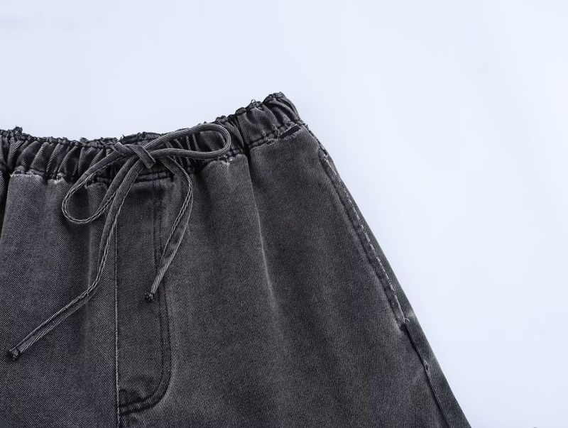 Women's Clothing Street Fashion Straight Pants Suit Tops Denim Casual Wear_voghion.com