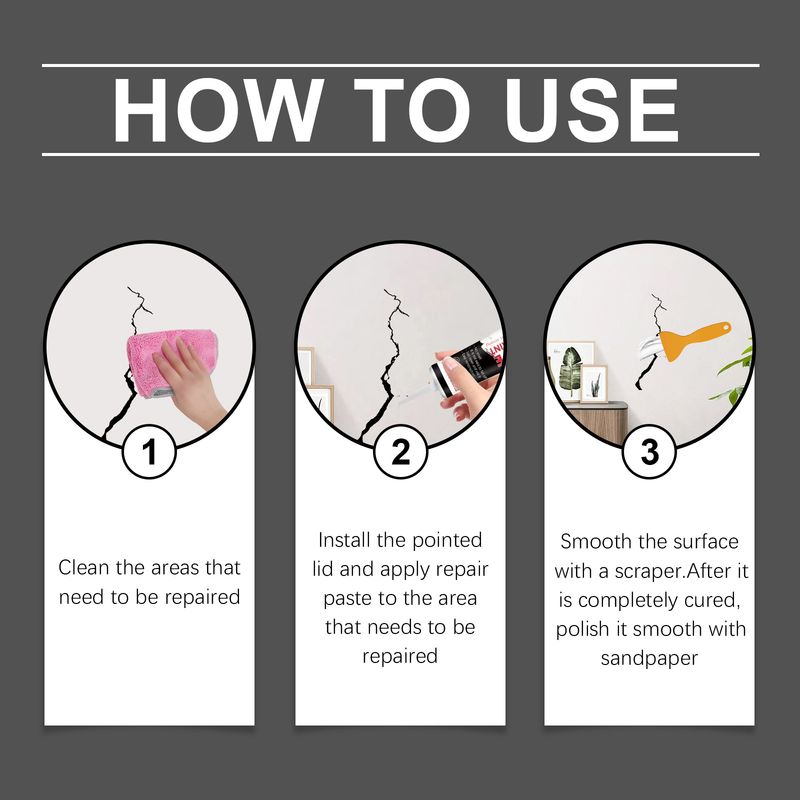 Wandreparaturpaste, Wandrenovierungsabdeckung Dekontamination Wandfarbe abfallend Feuchtigkeitsbeständige Rissreparaturpaste_voghion.com