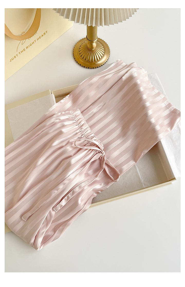 Hydra-Silk Nachtwäsche-Set – Gestreifter, kühlender Damenpyjama mit luxuriösem Jacquard (Langarm, M-XL)_voghion.com