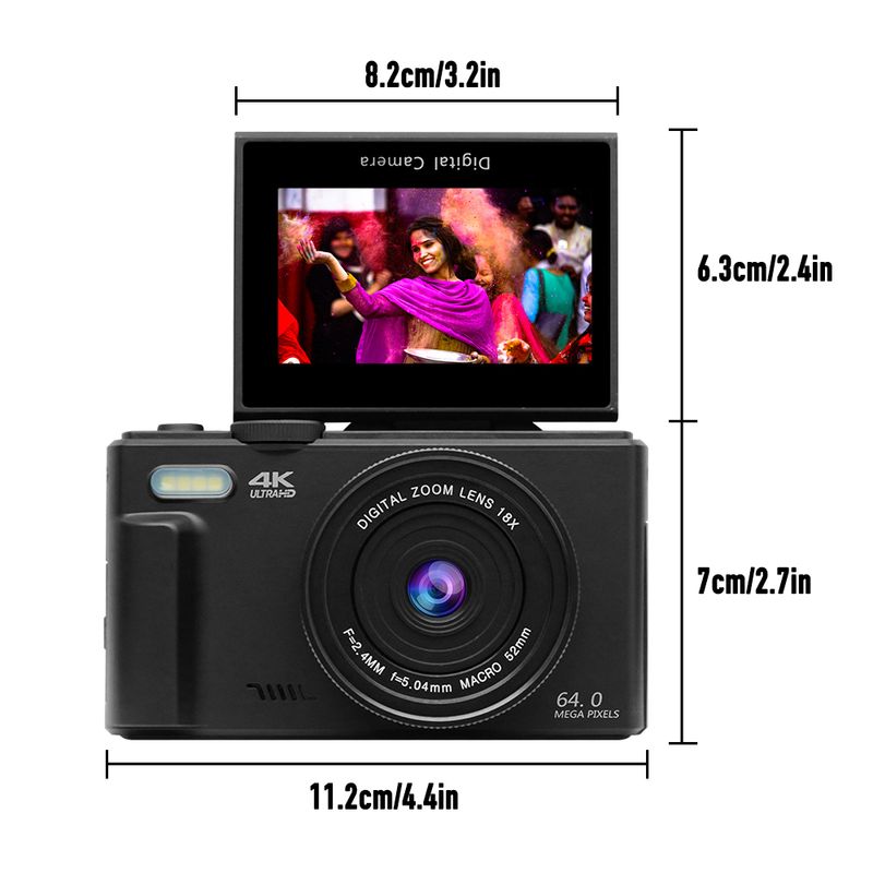 4K 60FPS Ultra Yüksek Çözünürlük 64 Milyon Piksel, Çekim İçin Otomatik Odaklama ile Donatılmıştır. 18x Dijital Zum ve_voghion.com