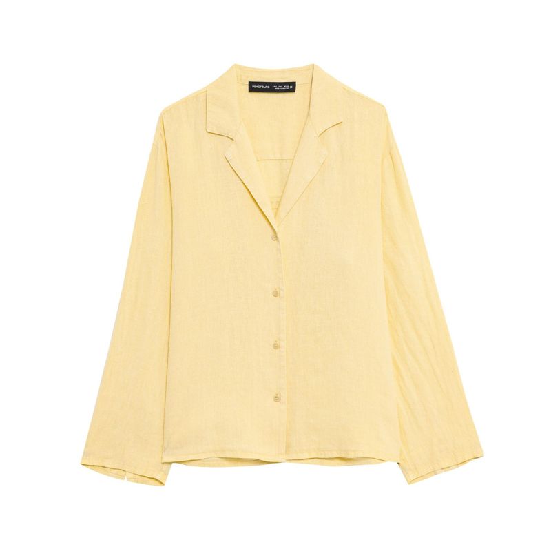 Abbigliamento estivo da donna, nuovo stile, camicia a maniche lunghe in lino con scollo a V e pantaloncini a vita media_voghion.com