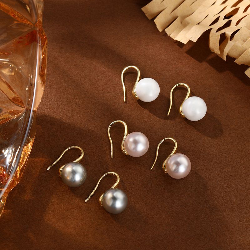 High grade earrings, geometric creative pearl ear hooks, temperament high heels, pearl earrings, simple niche design ear hooks_voghion.com
