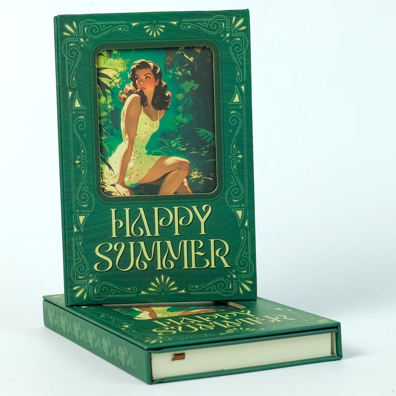 Utdannings- og kontorrekvisita Happy Summer-serien Avansert mørkegrønn Basisfarge Hardt skall Bærbar notatbok Møteloggbok_voghion.com