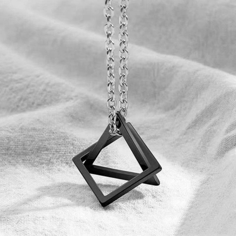 Geometric Square Triangle Necklace For Men And Women Titanium Steel Pendant Hip Hop Versatile Student Simple Personality_voghion.com