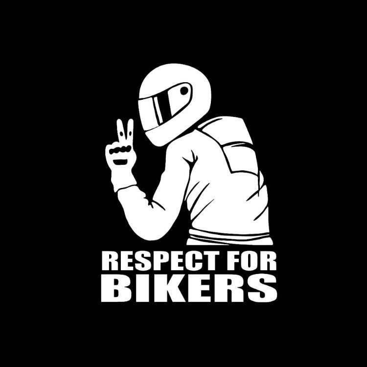 Respekt för motorcyklister lasergraverade bilklistermärken_voghion.com
