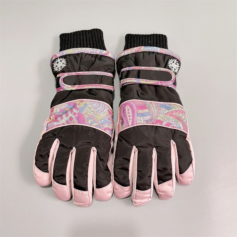 Gants de ski femme en hiver, en coton et velours, épaissis pour plus de chaleur, coupe-vent, imperméables, antidérapants, tactiles_voghion.com